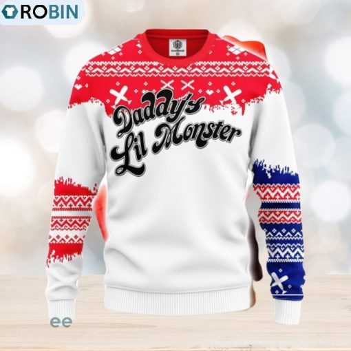 Harley Quinn Daddy’S Lil Monster Ugly Christmas Sweater Amazing Gift Men And Women Christmas Gift