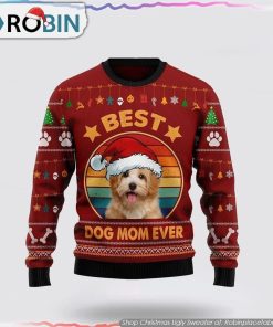 Havanese Best Dog Mom Ever Ugly Christmas Sweater Dog Lover Christmas Sweater