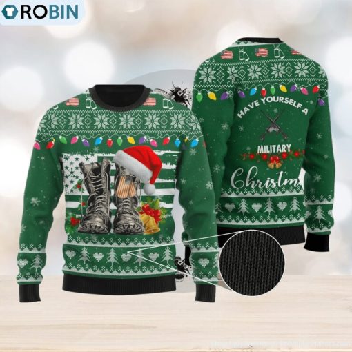 Have Yourself A Military Christmas Combat Boots Ugly Christmas Sweater Christmas Gift