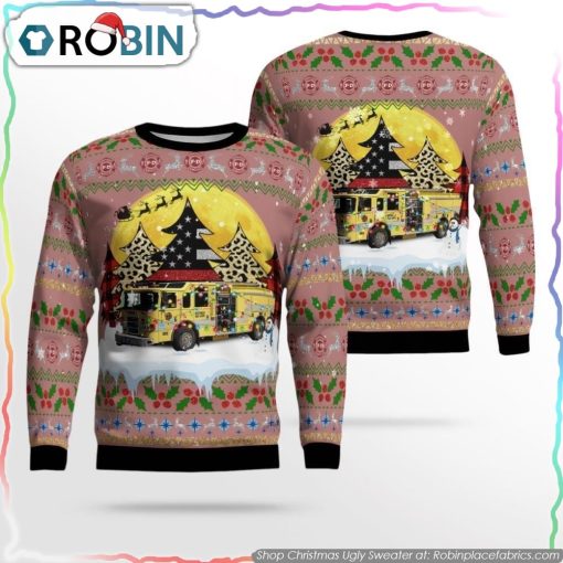 Hayfield Fire Department 3D Ugly Christmas Sweater Christmas Gifts For Firefighters