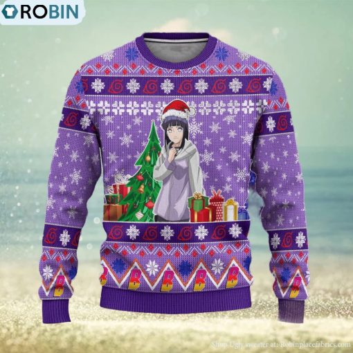 Hinata Uzumaki Anime Custom Boruto Xmas Women Mens Ugly Christmas 3D Knitted Sweater