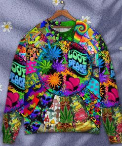 Hippie Alien Frogs Love Peace Christmas Ugly Sweater, Sweatshirt Hippie Alien Frogs Love Peace Christmas Ugly Sweater, Sweatshirt