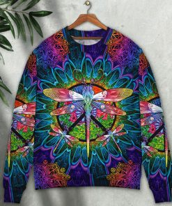 Hippie Colorful Dragonfly Mandala Peace Life Christmas Ugly Sweater, Sweatshirt