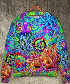 Hippie Funny Octopus Colorful Tie Dye Christmas Ugly Sweater, Sweatshirt