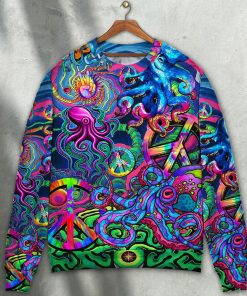 Hippie Funny Octopus Colorful Tie Dye Style Ugly Christmas Sweater Hippie Funny Octopus Colorful Tie Dye Style Ugly Christmas Sweater