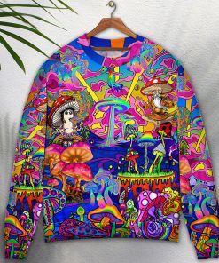 Hippie Magic Trippy Mushroom Awesome Ugly Christmas Sweater