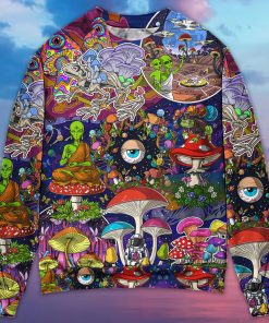 Hippie Mushroom Aliens Stay Hippie Colorful Art Ugly Christmas Sweater