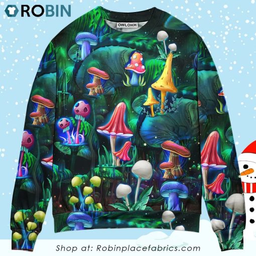 Hippie Mushroom Galaxy Neon Art Ugly Christmas Sweater