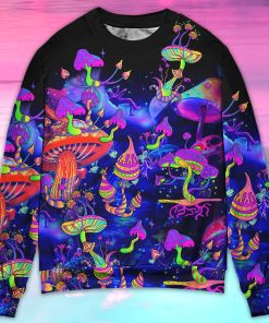 Hippie Mushroom Galaxy Neon Colorful Art Christmas Ugly Sweater, Sweatshirt