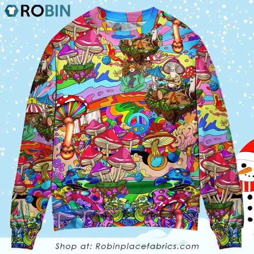 Hippie Mushroom Hallucinogenic Psychedelic Christmas Ugly Sweater, Sweatshirt