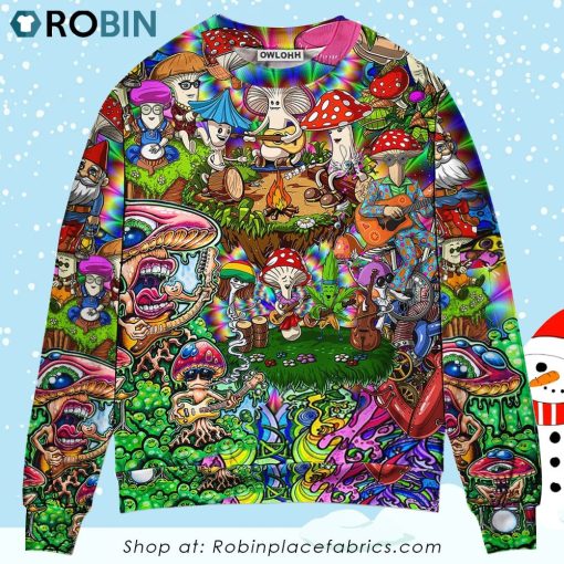 Hippie Mushroom Music Band Of Life Christmas Ugly Sweater, Sweatshirt