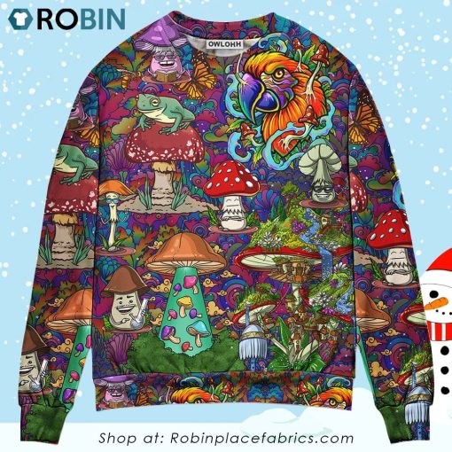 Hippie Mushroom Peace Lover Ugly Christmas Sweater