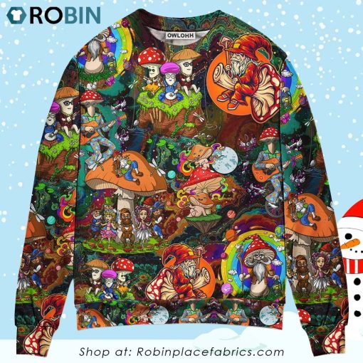 Hippie Mushroom Trippy Colorful Lover Ugly Christmas Sweater