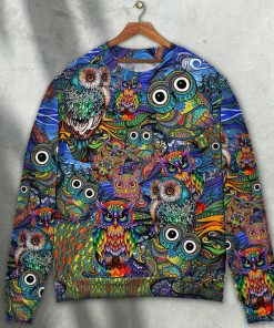Hippie Owls Peace Life Mix Color Sweater 3D Printed Christmas Ugly Sweater