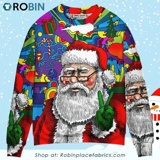 Hippie Santa Claus Christmas Ugly Christmas Sweater