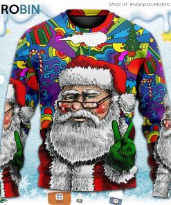 Hippie Santa Claus Christmas Ugly Christmas Sweater