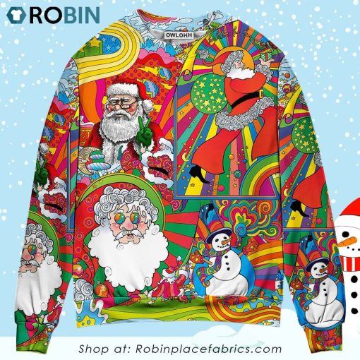 Hippie Santa Merry Xmas Ugly Christmas Sweater