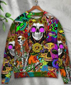 Hippie Skull Colorful Cool Style Christmas Ugly Sweater, Sweatshirt Hippie Skull Colorful Cool Style Christmas Ugly Sweater, Sweatshirt