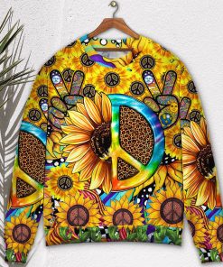Hippie Sunflowers Peace Sign Style Ugly Christmas Sweater