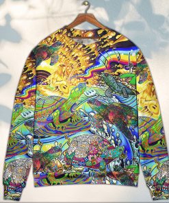 Hippie Turtle Colorful Art Peace Christmas Ugly Sweater, Sweatshirt