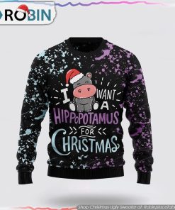 Hippo Christmas Ugly Christmas Sweater Gifts For Pet Lover