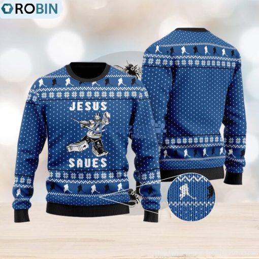 Hockey Jesus Saves 3D Ugly Christmas Sweater Xmas Christmas Gifts