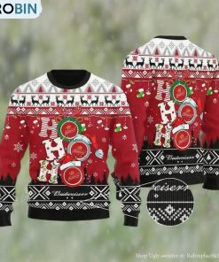 Hohoho Budweiser Beer Ugly Christmas Sweater, Gifts For Beer Lovers