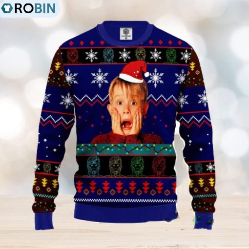Home Alone Ugly Christmas Sweater Blue 1 Amazing Gift Men And Women Cute Christmas Gift
