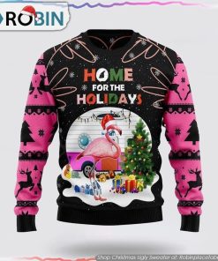 Home For The Holidays Flamingo Ugly Christmas Sweater Gifts For Pet Lover