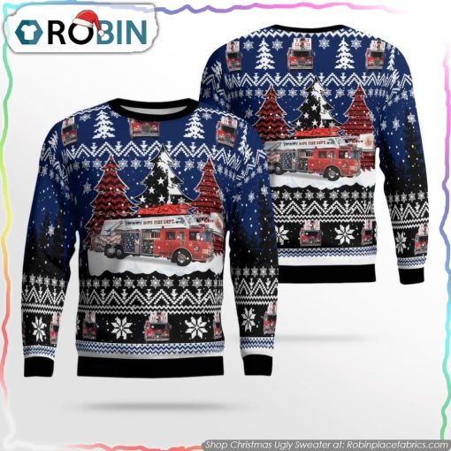 Hope Volunteer Fire Department Indiana AOP Christmas Sweater Christmas Gifts For Firefighters