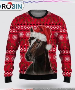 Horse Christmas Hat Funny Christmas Ugly Christmas Sweater Gifts For Pet Lover