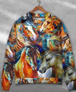 Horse Face Colorful Cool Art Style Christmas Ugly Sweater, Sweatshirt