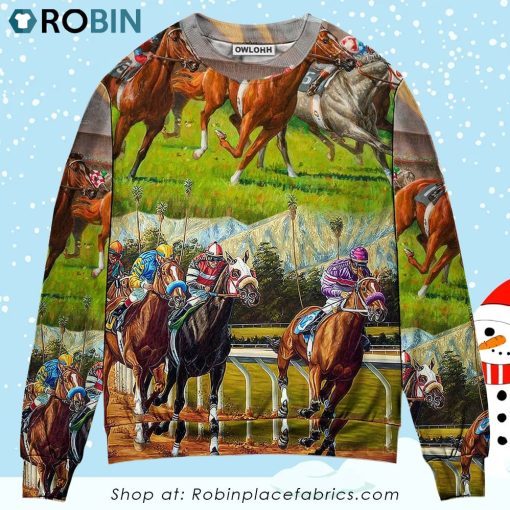 Horse Racing Don’t Look Back 3D Printed Christmas Ugly Sweater