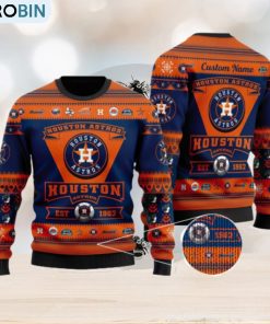 Houston Astros Logo Custom Name For Football Fans Ugly Christmas Sweater Christmas Gift Houston Astros Logo Custom Name For Football Fans Ugly Christmas Sweater Christmas Gift