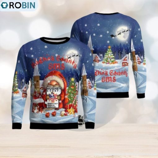 HuHouston Texas Ponderosa Fire Hughes County Emergency Medical Service Aop Christmas Ugly Sweater