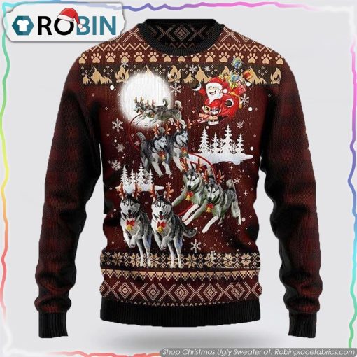 Husky Christmas Dog Ugly Sweaters 3D Gifts For Dog Lover