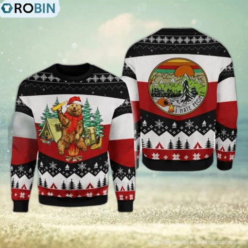 I Hate People Bear Beer Ugly Sweater For Christmas