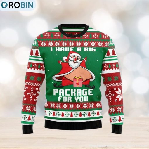 I Have A Big Package For You Ugly Christmas Sweater Gift Men Women