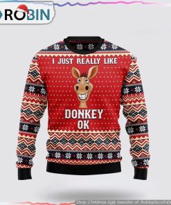 I Just Really Like Donkey Christmas Ugly Sweater Gifts For Pet Lover