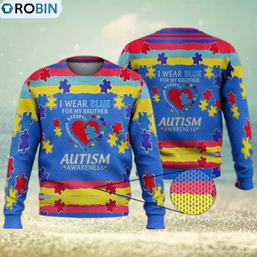 I Wear Blue For My Brother 3D Full Print Ugly Sweater Christmas Gift Sweater