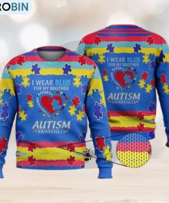 I Wear Blue For My Brother 3D Full Print Ugly Sweater Christmas Gift Sweater