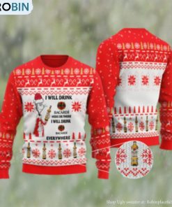 I Will Drink Bacardi Rum Everywhere Knitting Pattern Christmas Ugly Sweater