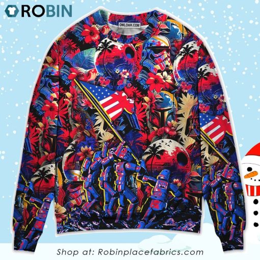 Independence Day Special Star Wars Synthwave Tropical Style Sweater