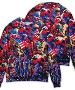Independence Day Special Star Wars Synthwave Tropical Style Sweater