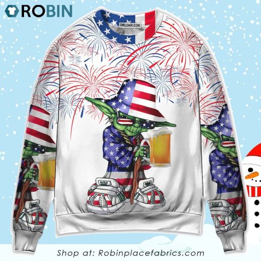 Independence Day SW Yoda With Beer Sweater