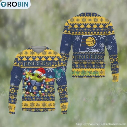 Indiana Pacers Cute Baby Yoda Star Wars Ugly Christmas Sweater