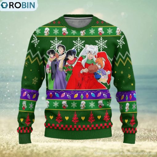 Inuyasha Anime InuYasha Xmas Women Mens Ugly Christmas 3D Knitted Sweater