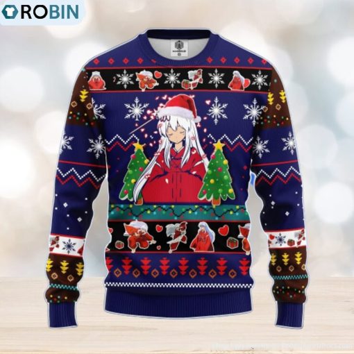 Inuyasha Anime Ugly Christmas Sweater Blue Amazing Gift Men And Women Christmas Gift