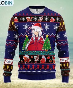 Inuyasha Anime Ugly Christmas Sweater Blue Amazing Gift Men And Women Christmas Gift