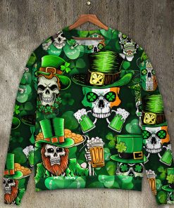 Irish Skull St Patrick’s Day Green Light Christmas Ugly Sweater, Sweatshirt Irish Skull St Patrick’s Day Green Light Christmas Ugly Sweater, Sweatshirt